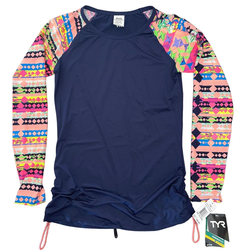 Tyr Womens Boca Chica Long Sleeve Swim Shirt Navy Coral - XL